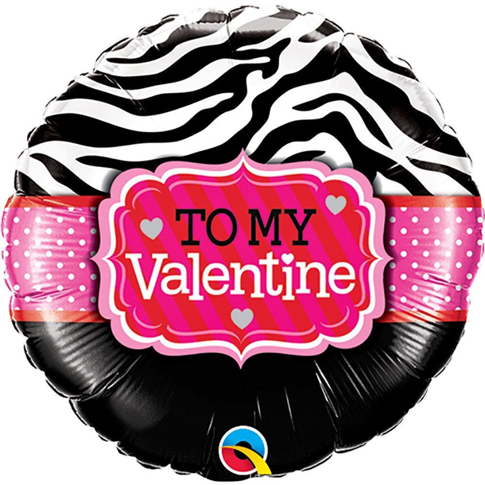 18 inch TO MY VALENTINE ZEBRA STRIPES