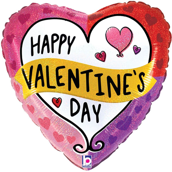18 inch VALENTINE COLOR BLOCK HOLOGRAPHIC - LA Balloons