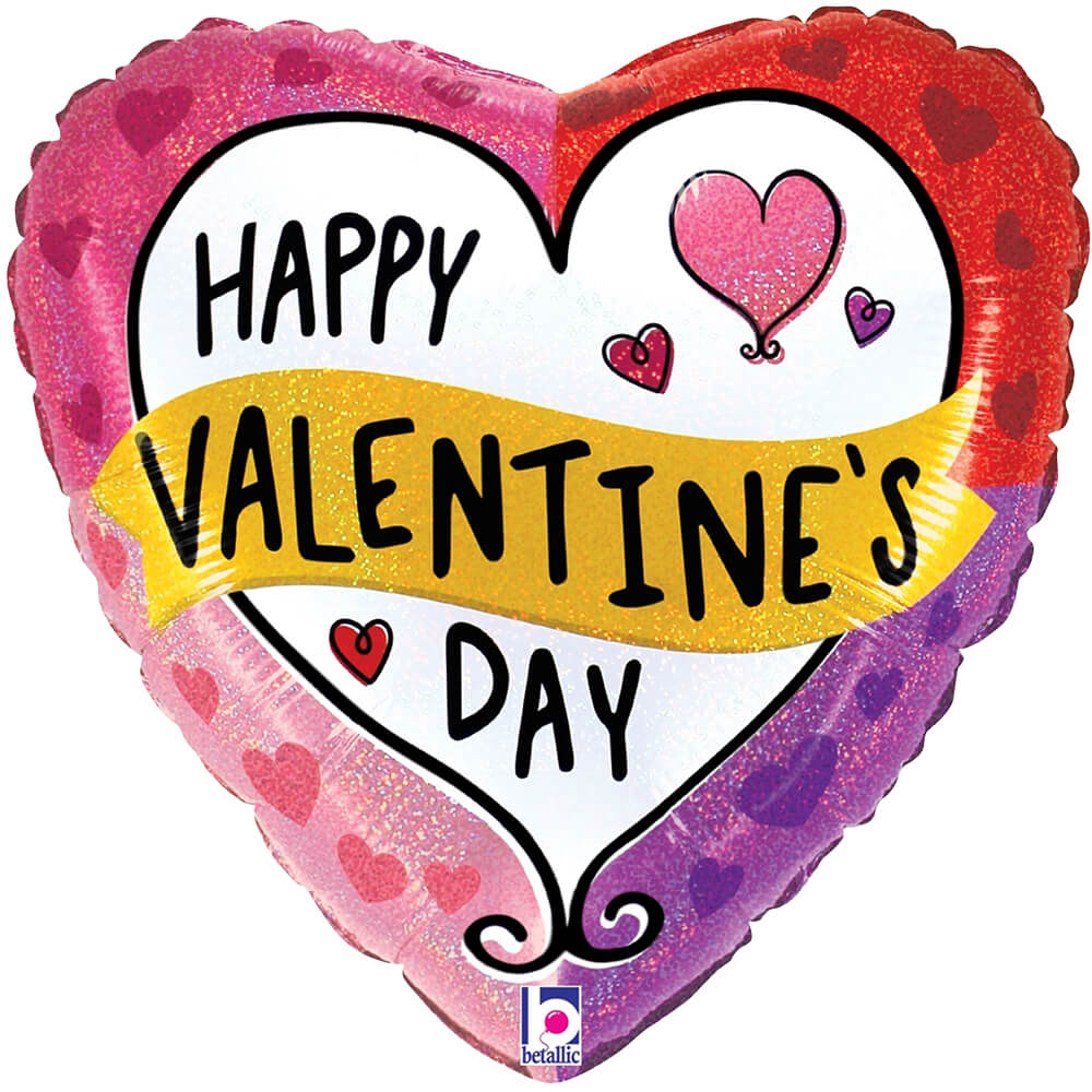 18 inch VALENTINE COLOR BLOCK HOLOGRAPHIC