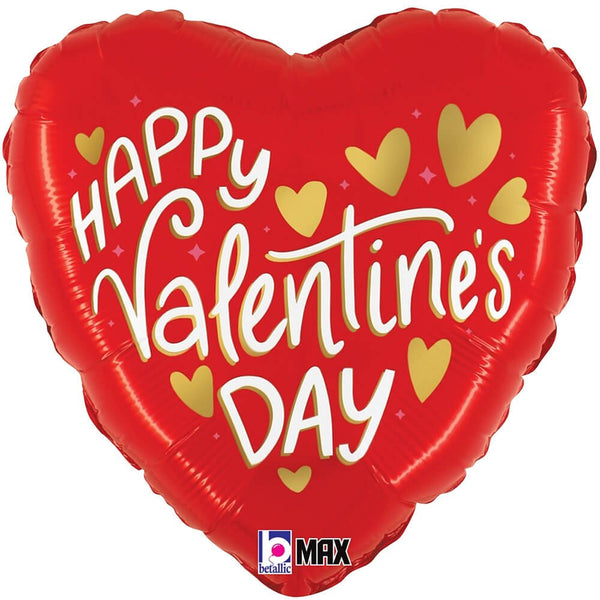 18 inch VALENTINE GOLD HEARTS - LA Balloons