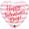 18 inch VALENTINE'S PINK STRIPES - LA Balloons