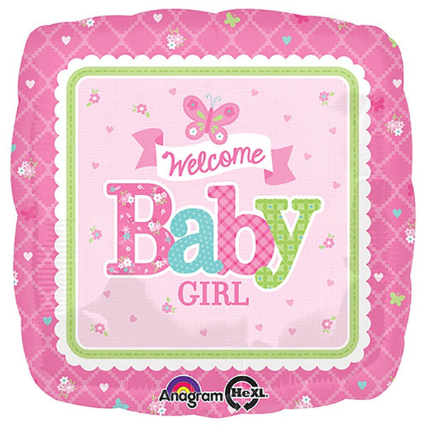 18 inch WELCOME BABY GIRL BUTTERFLY - LA Balloons