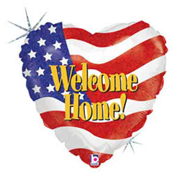 18 inch WELCOME HOME PATRIOTIC HEART - LA Balloons