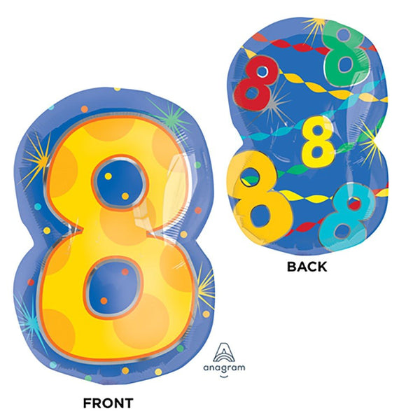 20 inch NUMBER 8 - CONFETTI DOTS - LA Balloons