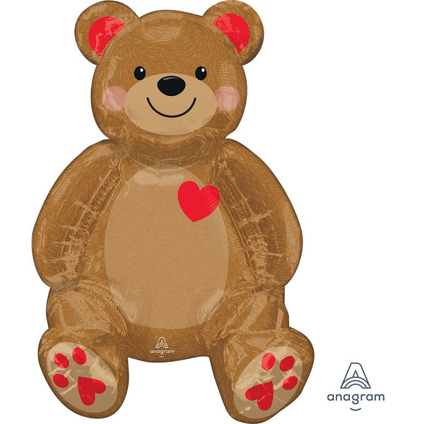 20 inch SITTING TEDDY (AIR - FILL ONLY) - LA Balloons