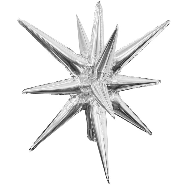 22 inch 3D STAR - BURST ALL - IN - ONE - METALLIC SILVER (AIR - FILL ONLY) - LA Balloons