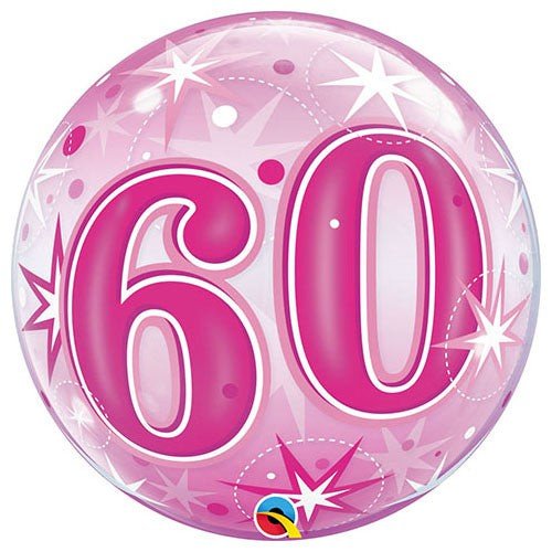 22 inch BUBBLE - 60 PINK STARBURST SPARKLE - LA Balloons