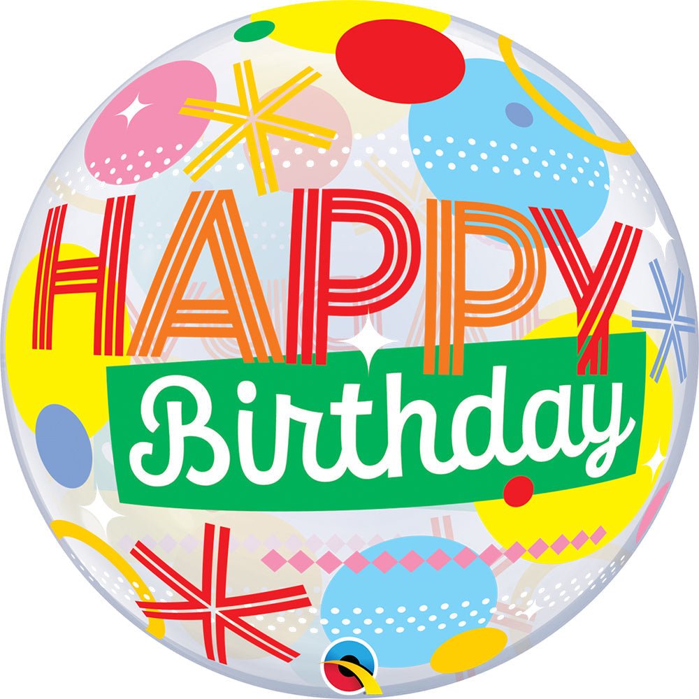22 inch BUBBLE - BIRTHDAY CIRCLES & DOT STRIPES
