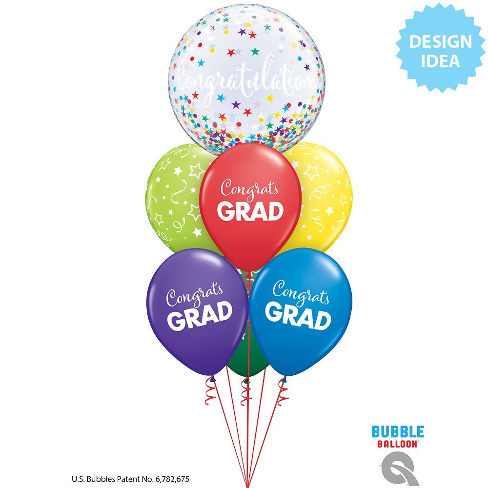 22 inch BUBBLE - CONGRATULATIONS CONFETTI STARS - LA Balloons