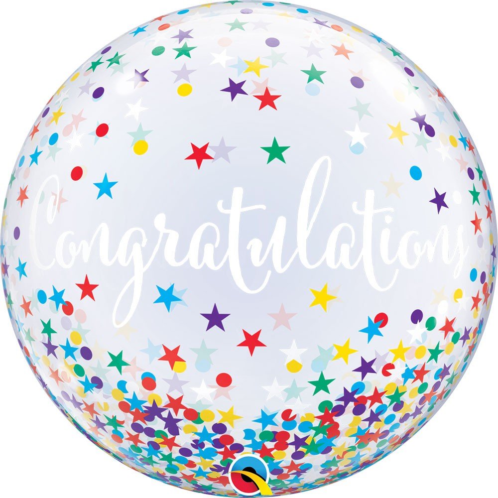 22 inch BUBBLE - CONGRATULATIONS CONFETTI STARS