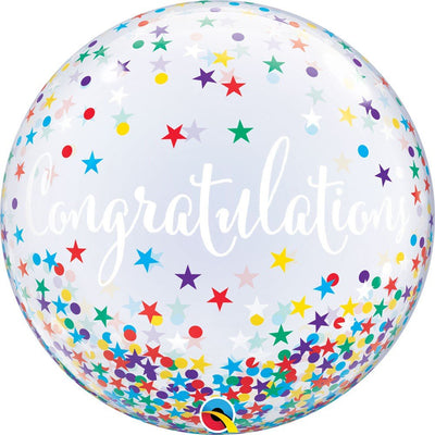 22 inch BUBBLE - CONGRATULATIONS CONFETTI STARS - LA Balloons