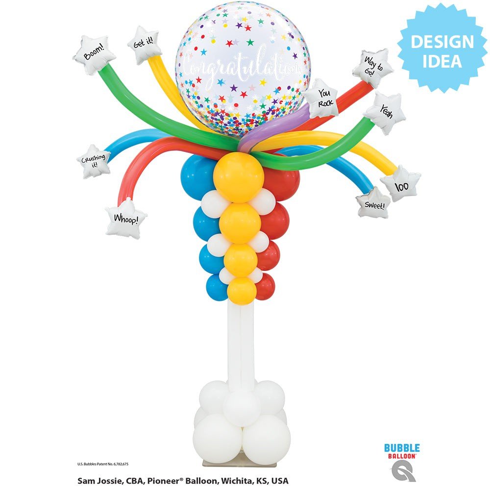22 inch BUBBLE - CONGRATULATIONS CONFETTI STARS - LA Balloons