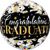22 inch BUBBLE - GRADUATE BLACK STARS - LA Balloons