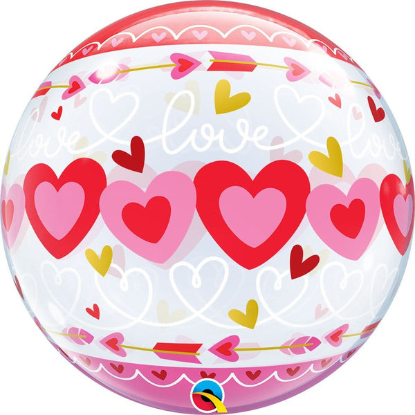 22 inch BUBBLE - LOVE CONNECTED HEARTS - LA Balloons