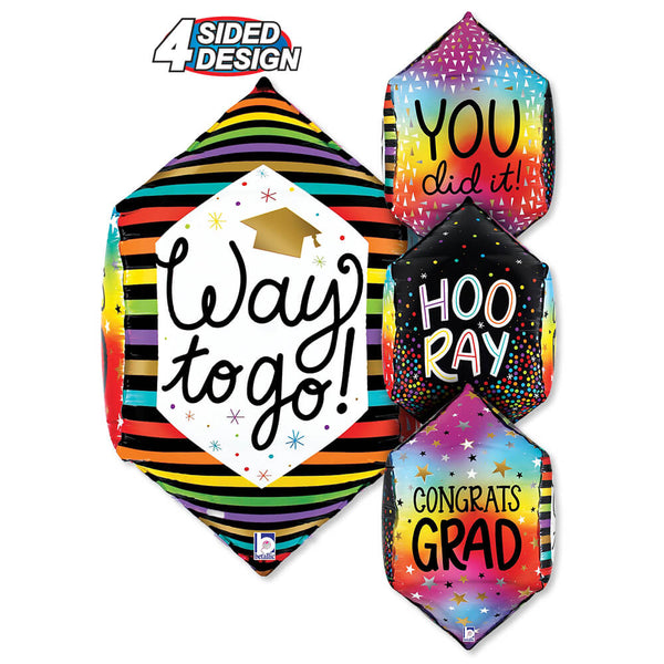 22 inch DIMENSIONAL COLORFUL GRAD - LA Balloons