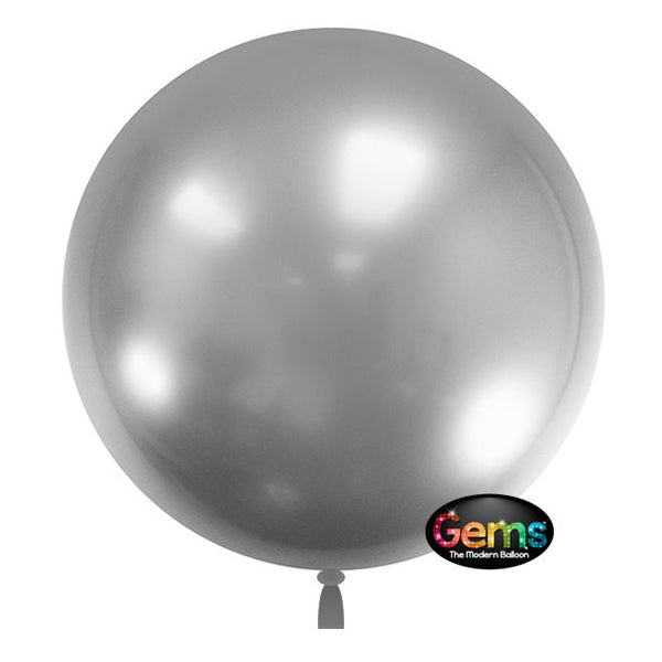 22 inch GEMS BALLOON - SHIMMERING SILVER (3 PK) - LA Balloons