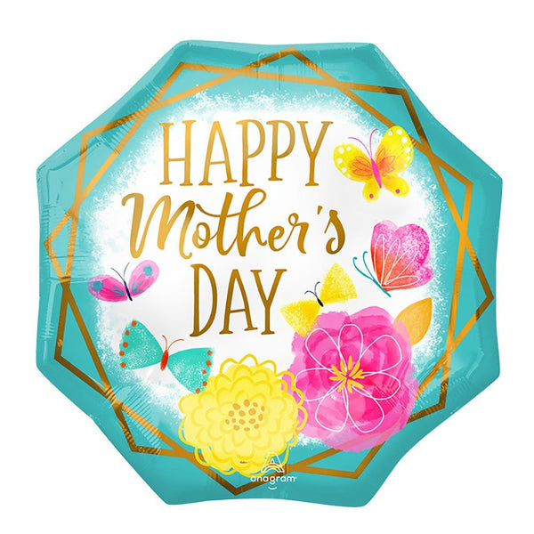22 inch HAPPY MOTHER'S DAY GOLD TRIM OCTAGON - LA Balloons