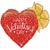 23 inch GLITTERING VALENTINE CONFETTI HEART HOLOGRAPHIC - LA Balloons