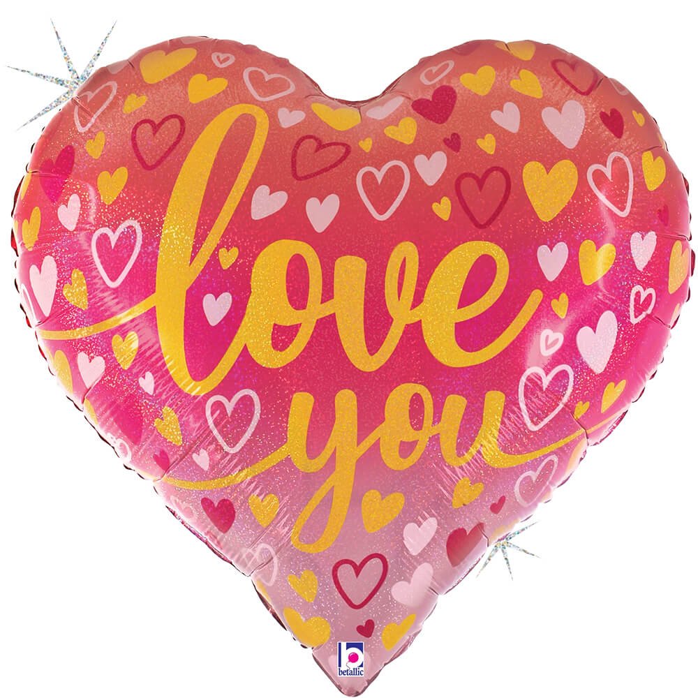 23 inch OMBRE LOVE YOU HEART HOLOGRAPHIC