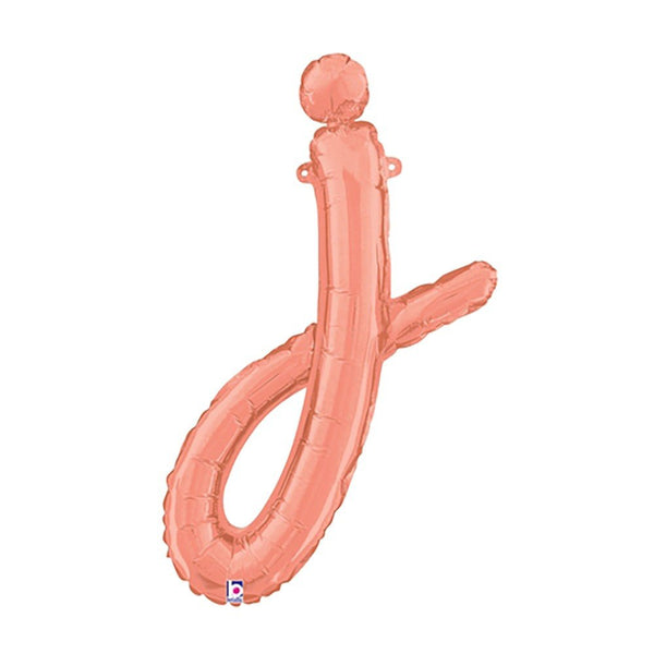 24 inch SCRIPT LETTER J - ROSE GOLD (AIR - FILL ONLY) - LA Balloons