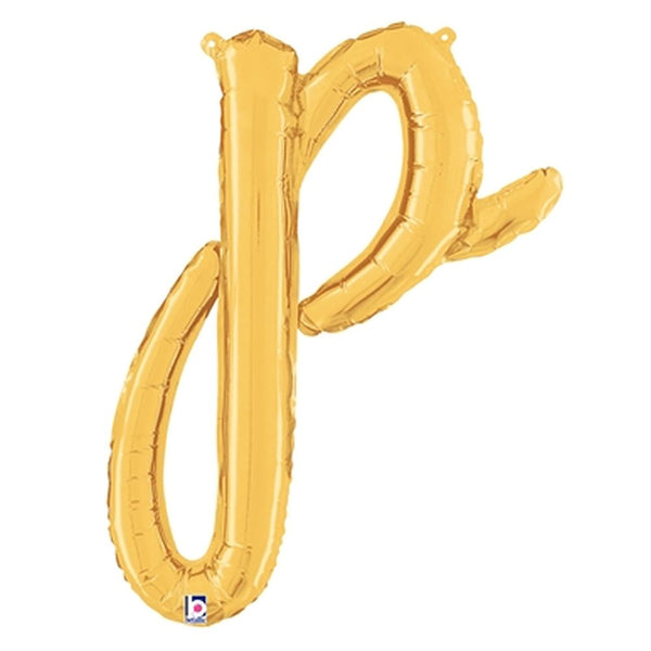 24 inch SCRIPT LETTER P GOLD (AIR - FILL ONLY) - LA Balloons