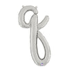24 inch SCRIPT LETTER Q SILVER (AIR - FILL ONLY) - LA Balloons