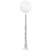 24 inch WHITE LATEX BALLOON WITH SILVER TASSEL - LA Balloons