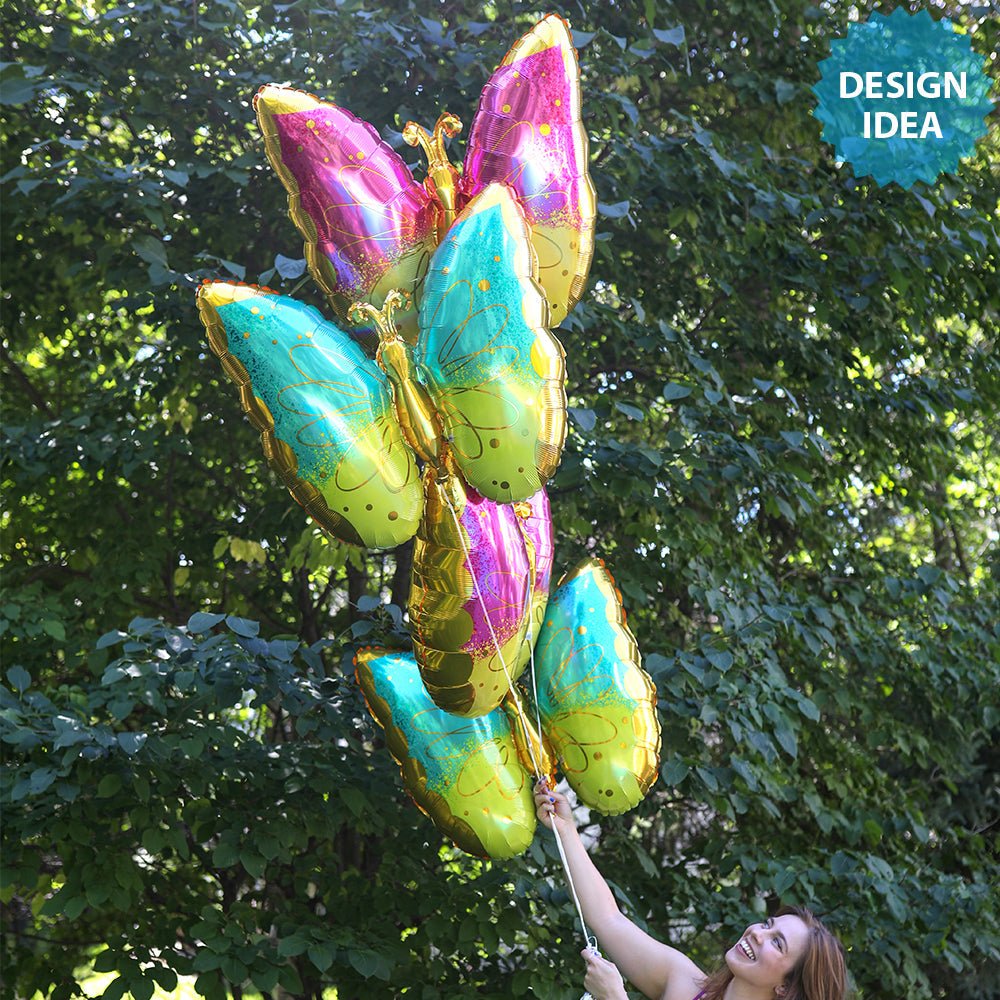 25 Inch Anagram Pink Yellow Butterfly Foil Balloon 42791 - LA Balloons