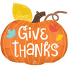 25 inch SATIN GIVE THANKS PUMPKIN - LA Balloons