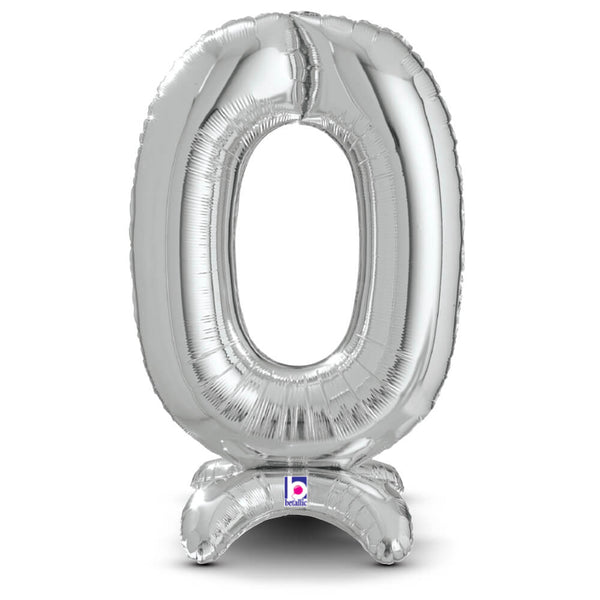 25 inch STANDUPS NUMBER 0 - SILVER (AIR - FILL ONLY) - LA Balloons