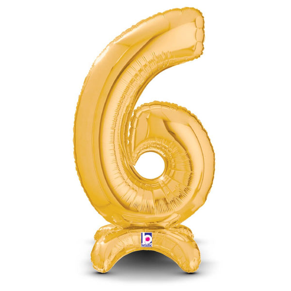 25 inch STANDUPS NUMBER 6 - GOLD (AIR - FILL ONLY) - LA Balloons