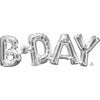 26″ BLOCK PHRASE: "B - DAY" - SILVER (AIR - FILL ONLY) - LA Balloons