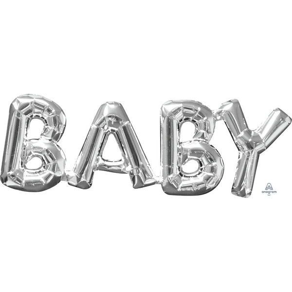 26″ BLOCK PHRASE: "BABY" - SILVER (AIR - FILL ONLY) - LA Balloons