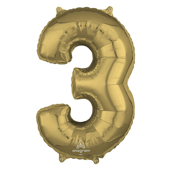 26 inch NUMBER 3 - ANAGRAM - WHITE GOLD - LA Balloons