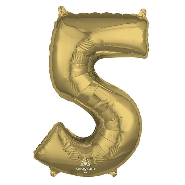 26 inch NUMBER 5 - ANAGRAM - WHITE GOLD - LA Balloons