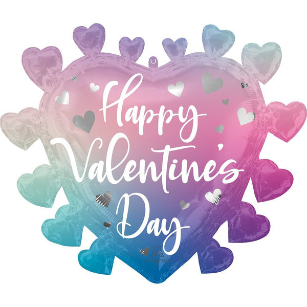 27 inch HAPPY VALENTINE'S DAY FILTERED OMBRE HEARTS - LA Balloons