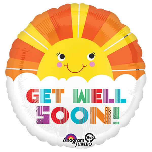 28 inch GET WELL SOON SMILEY SUNSHINE - LA Balloons