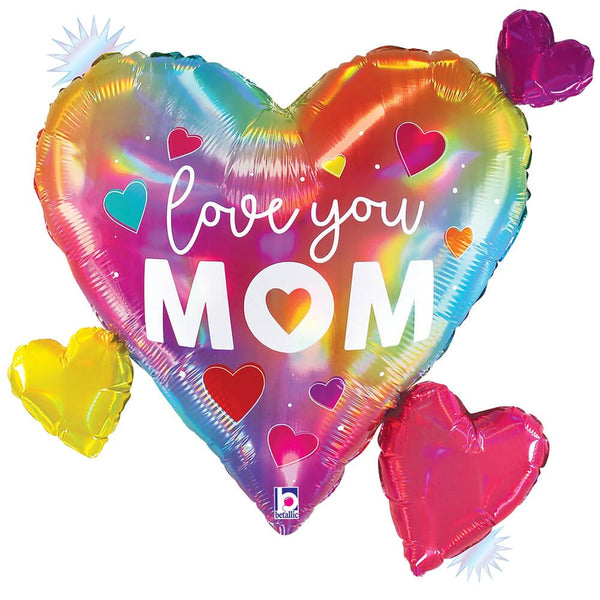 28 inch OPAL COLORFUL LOVE YOU MOM HEART - LA Balloons