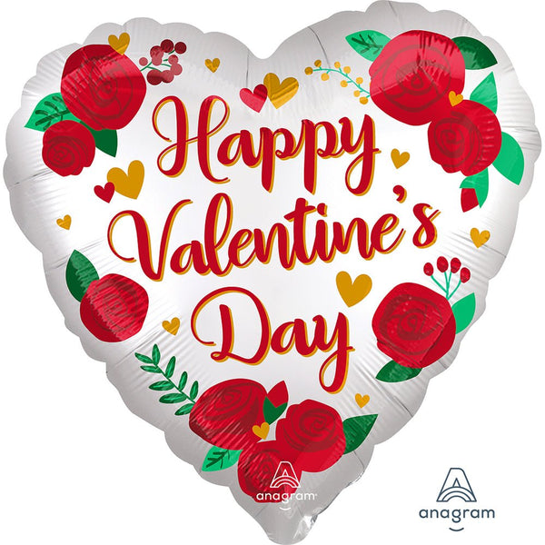 28 inch SATIN INFUSED HAPPY VALENTINE'S DAY ROSES - LA Balloons
