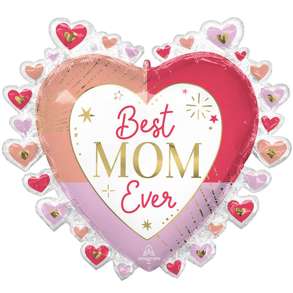 29 inch COLORFUL BEST MOM EVER HEARTS - LA Balloons