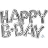 30″ BLOCK PHRASE: "HAPPY B - DAY" - SILVER (AIR - FILL ONLY) - LA Balloons