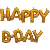 30″ BLOCK PHRASE "HAPPY BDAY" - GOLD (AIR - FILL ONLY) - LA Balloons