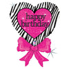 30 inch BIRTHDAY ZEBRA HEART BOW - LA Balloons