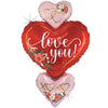 30 inch FLORAL LOVE HEART TRIO HOLOGRAPHIC - LA Balloons