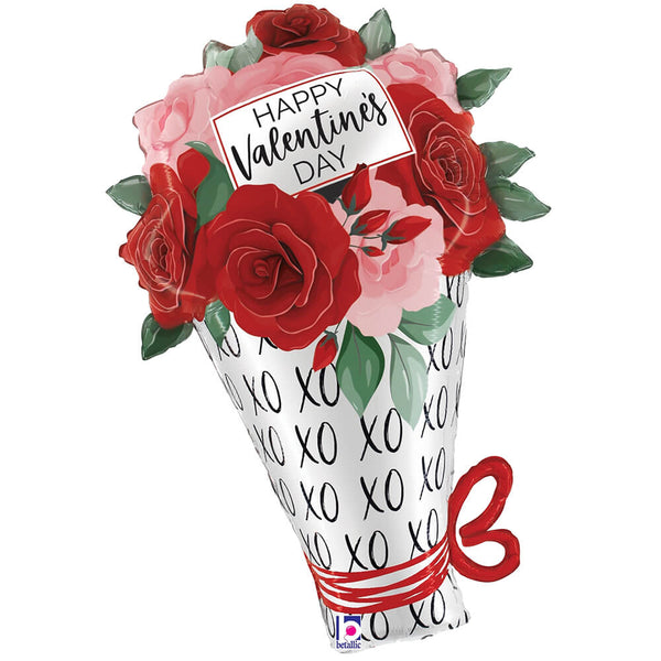30 inch SATIN VALENTINE ROSE BOUQUET - LA Balloons