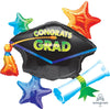 31 inch CONGRATS GRAD CAP WITH STARS - LA Balloons