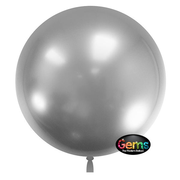 32 inch GEMS BALLOON - SHIMMERING SILVER (2 PK) - LA Balloons