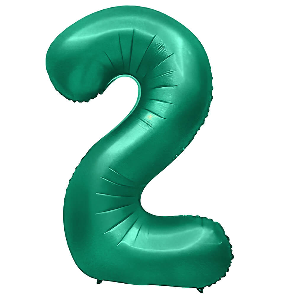 32 inch NUMBER 2 - METAL BALLOONS - GREEN