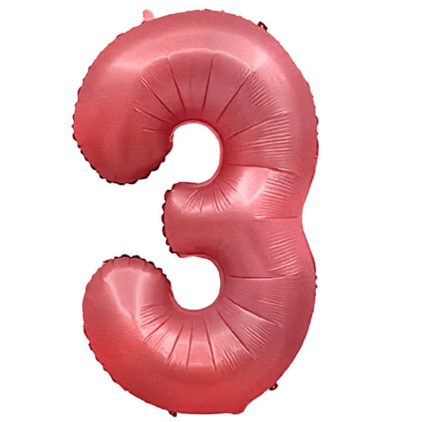 32 inch NUMBER 3 - METAL BALLOONS - CRIMSON RED - LA Balloons