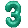32 inch NUMBER 3 - METAL BALLOONS - GREEN - LA Balloons